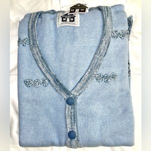 NWT NEW Beautiful Storybook Knits “Melange Fringe” Blue LS  Sweater 2X